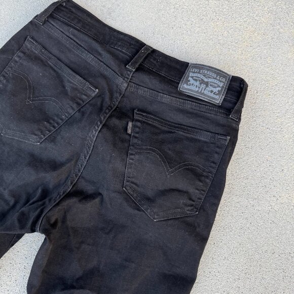 Levis 725 High Rise Bootcut Jeans Women 28 Black Stretch Denim Flare L32 - Picture 6 of 11